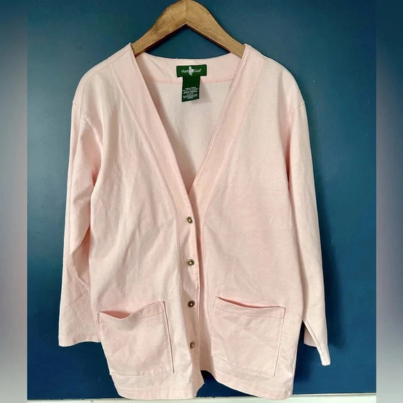 Vintage Hunt Club Cardigan Light Pink Size Small Button Front 100% Cotton - Picture 5 of 5